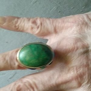 Large stone turquoise and silver vintage ring,no major issues size 8